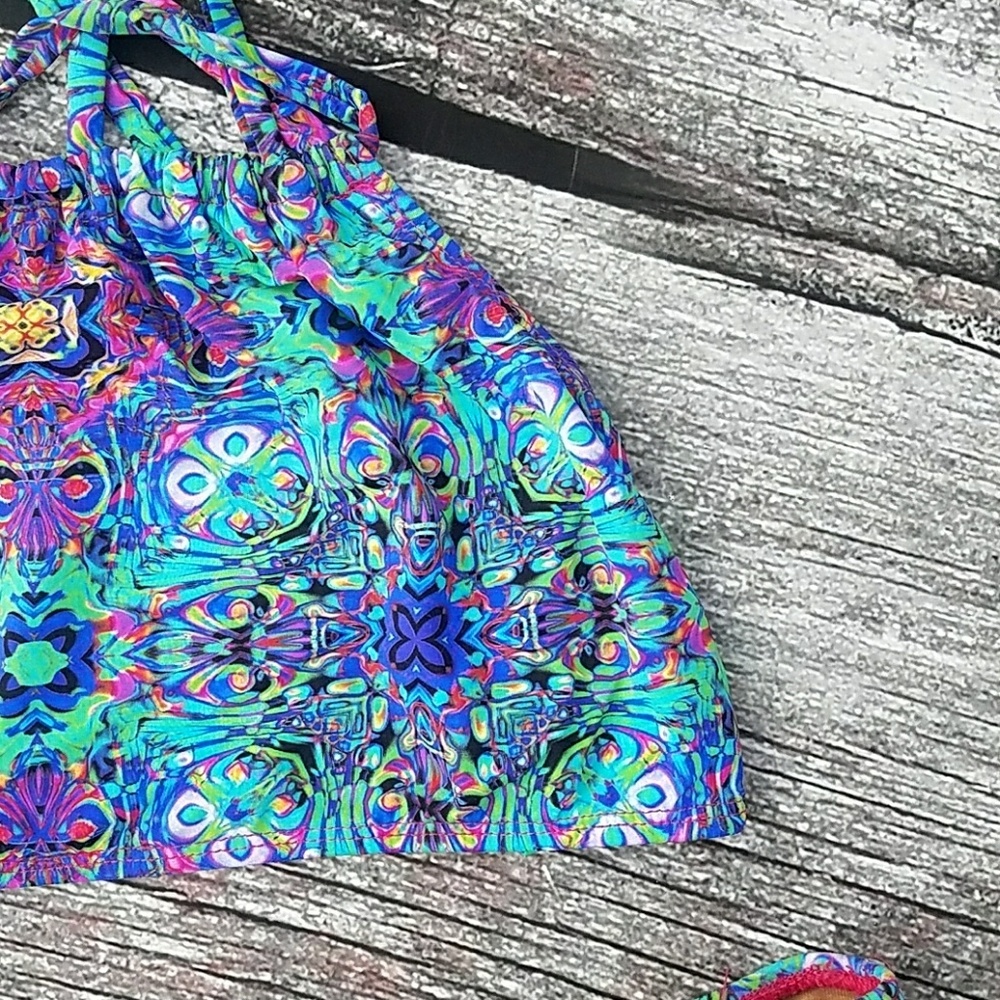 Halter Psychedelic Bikini Size Medium - image 2